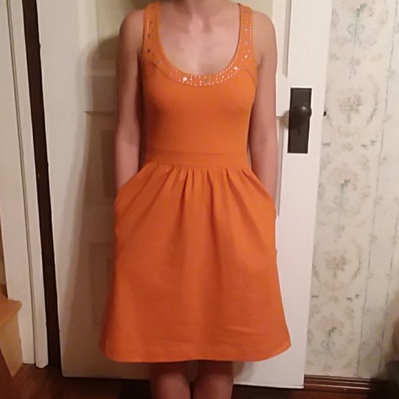 Cynthia Rowley Dresses & Skirts - Cynthia Rowly Orange dress with gold studs